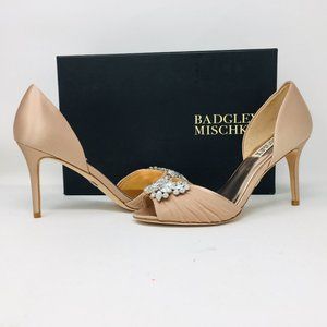 Badgley Mischka Scarlett Taupe Satin Sandals